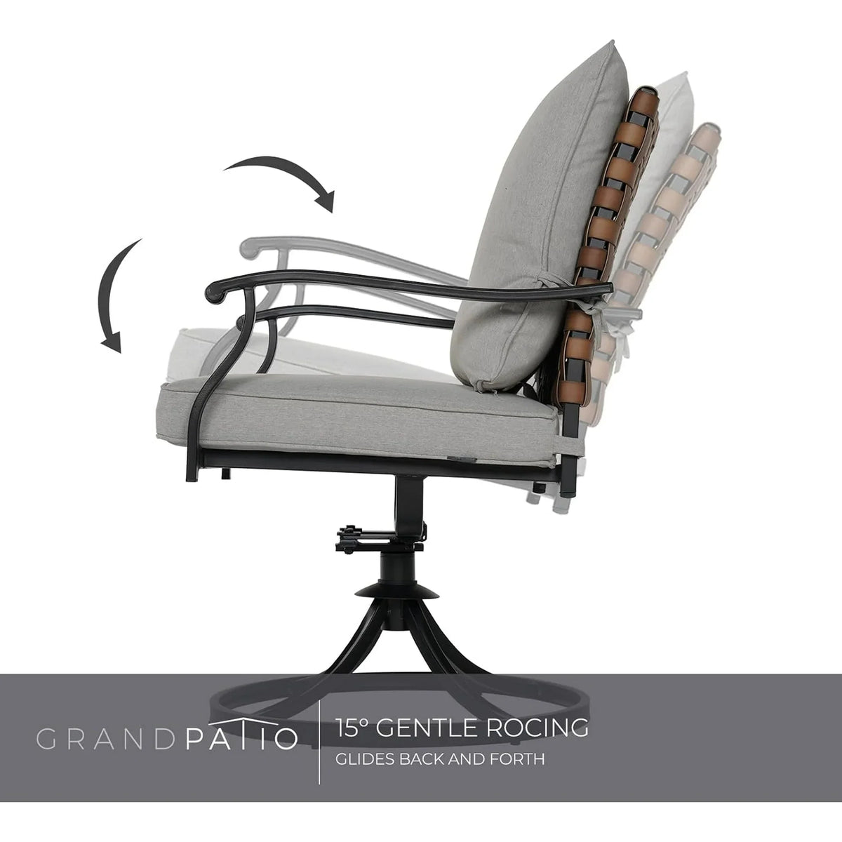 LOUNGE YARD 2-Piece Outdoor Dining Chair Set, 2 Steel Leather-Look Wicker 360-Degree Swivel Patio Chair — product view 3