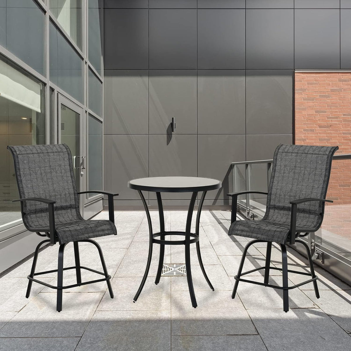 LOUNGE YARD Counter Height Bar Table, 35.5” Outdoor Weather-Resistant Round Dining Table — product view 2