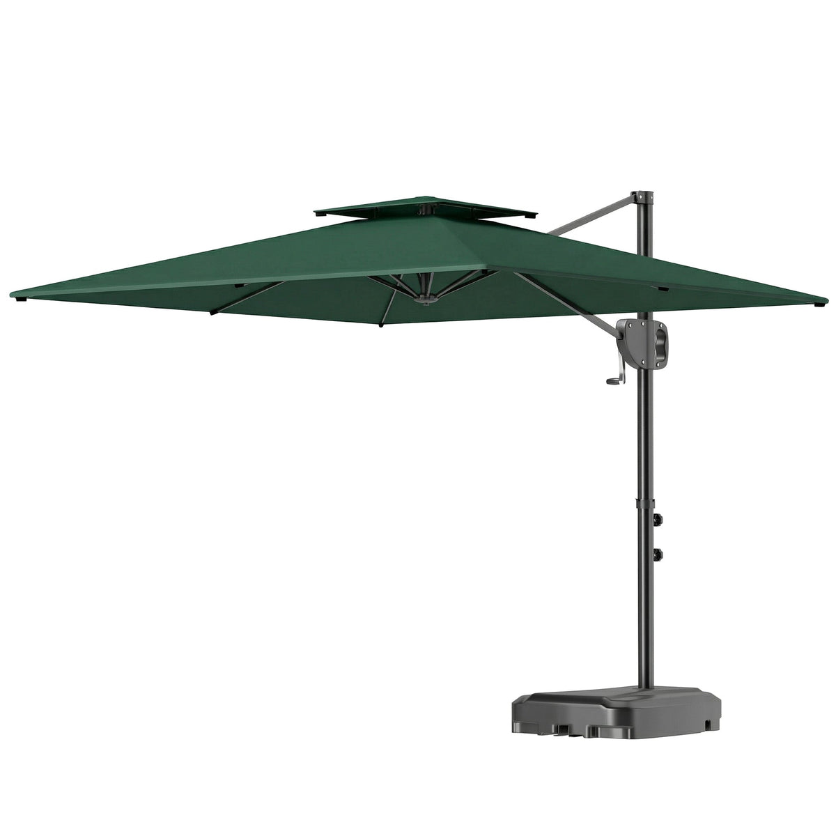 2.5 m Cantilever Parasol with Fillable Base and Double Top, Dark Green — product view 2