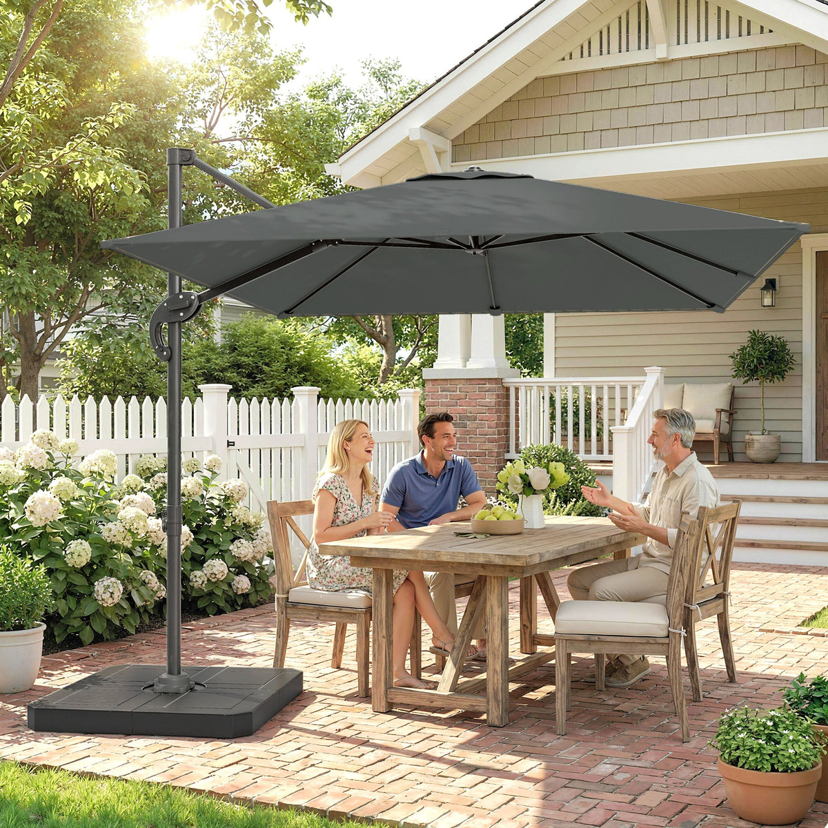 8' x 8' Cantilever Patio Umbrella with Base Weights, Dark Grey — product view 4