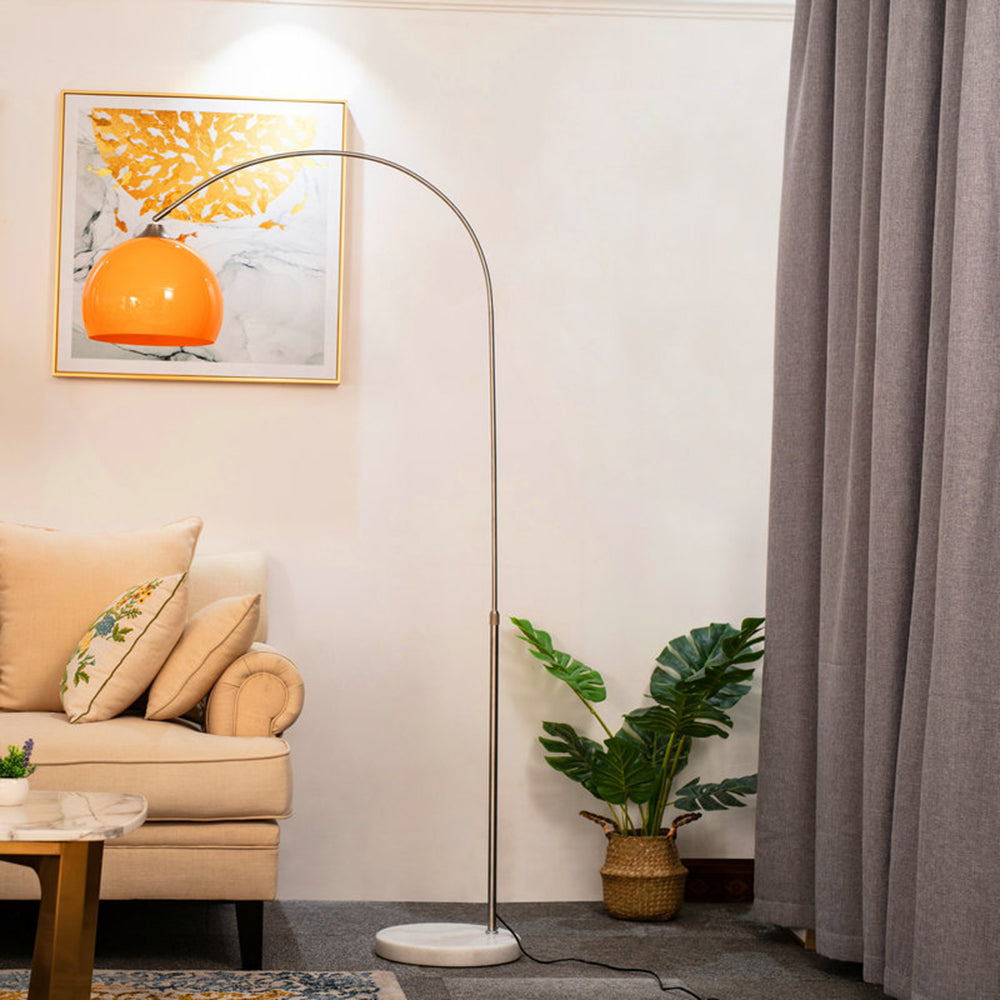 Mira Floor Arc Lamp, Tall Floor Light, Modern, Orange/ White — product view 1