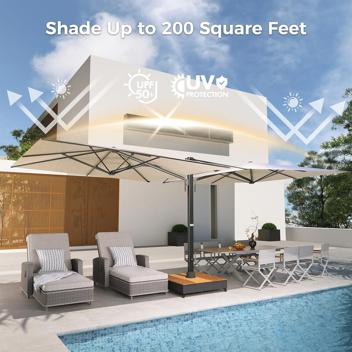 LOUNGE YARD 10x10 FT Large Double-Sided Patio Umbrella with Base, with Umbrella Cover — product view 2