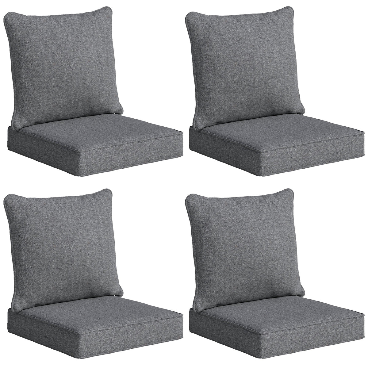 Set of 4 Outdoor Chair Cushions, 24" x 24", Grey — product view 1