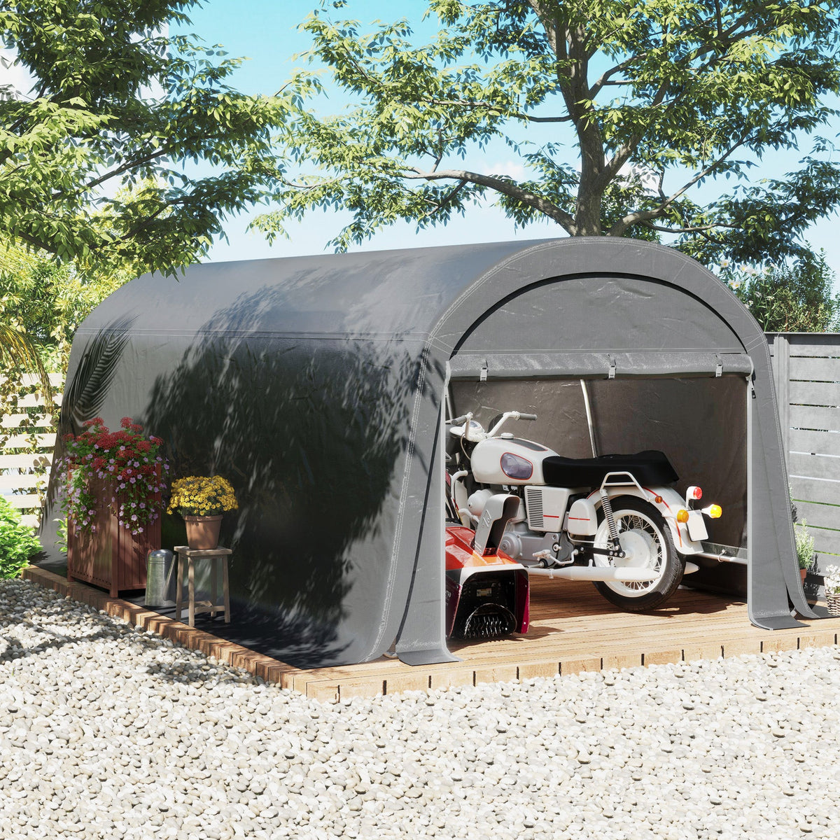 10' x 20' Portable Shed with Roll-up Zipper Door, Dark Grey — product view 3