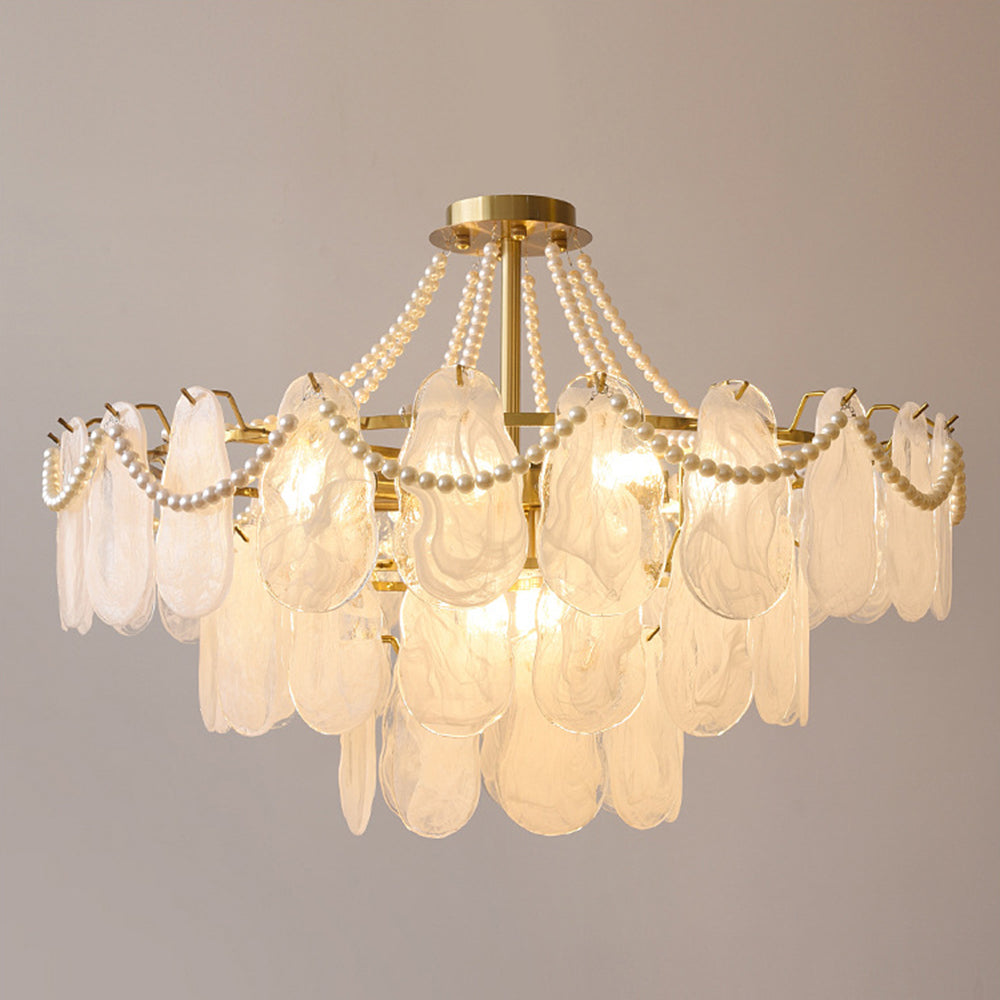 Kristy Elegant Pearl/Glass/Metal Chandelier, White — product view 5