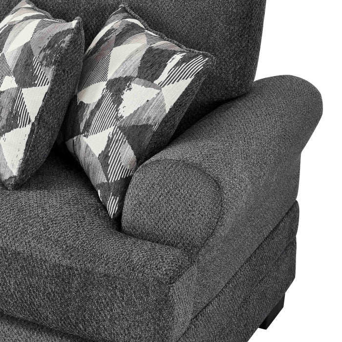 Dark Grey Chenille Fabric Reversible Chaise Sectional Sofa – 8042 — product view 2
