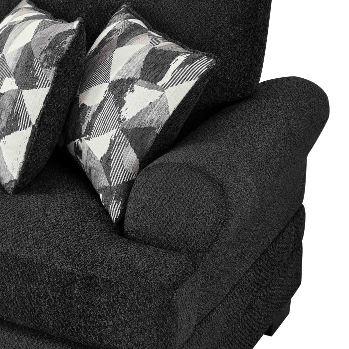 Black Chenille Fabric Reversible Chaise Sectional Sofa – 8043 — product view 2