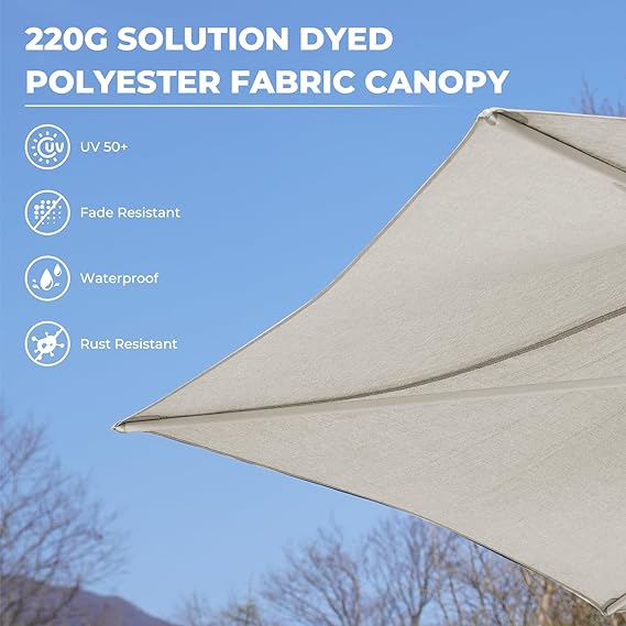 LOUNGE YARD 11 FT Sunshade Umbrella with Pulley Lift for Poolside Backyard Beach — product view 7