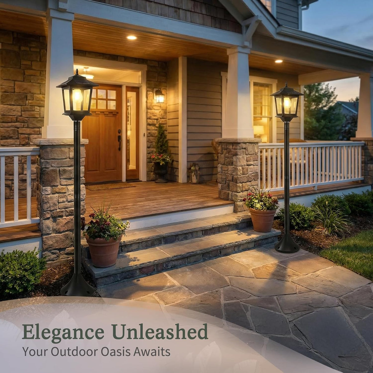 Solar Post Lantern Driveway Warm White Waterproof Outdoor Curb Appeal — 1, 2 & 4-Pack — product view 2