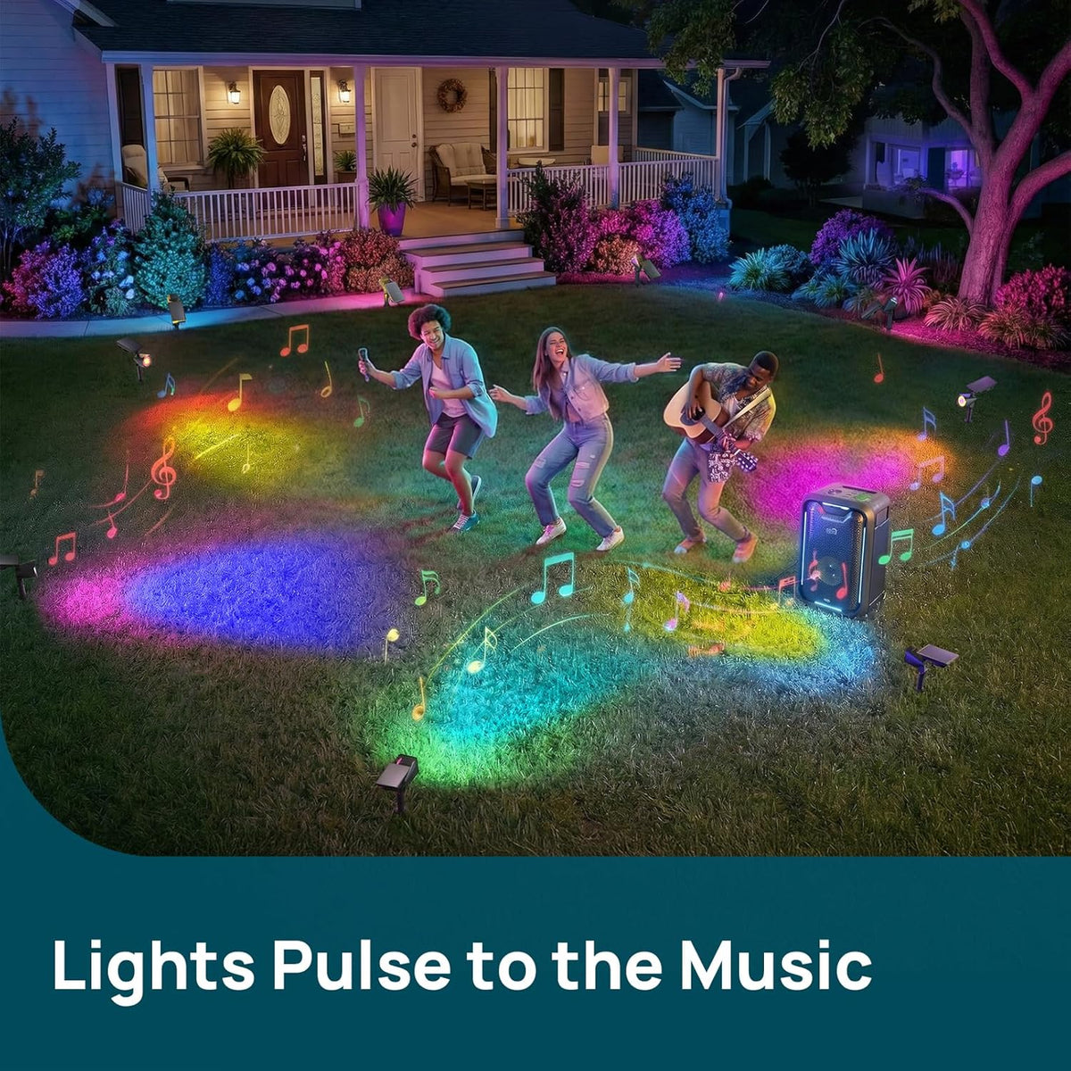 Linkind Smart Solar Spotlights SL6C with Dual-Ring Lighting(App&Voice Control, 16 Million Color, IP66 Waterproof) — product view 6