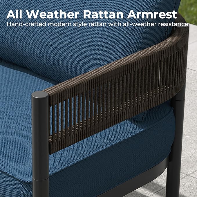 LOUNGE YARD 2-Seat Outdoor Wicker Loveseat with Thick Cushions for Porch and Garden — product view 4
