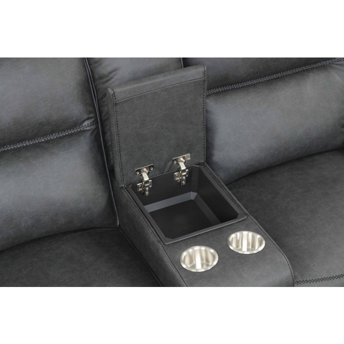 Black Breathable Leatherette Power Motion Recliner Sofa & Loveseat Set – 8300-2PC — product view 7