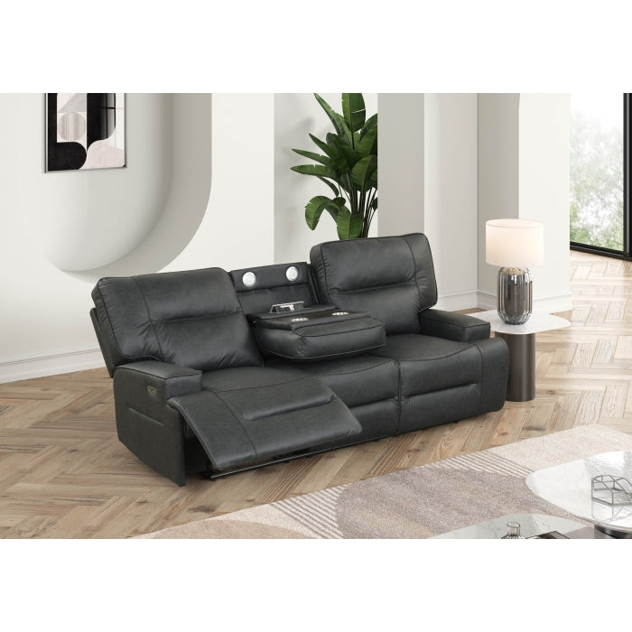 Black Breathable Leatherette Power Motion Recliner Sofa & Loveseat Set – 8300-2PC — product view 2