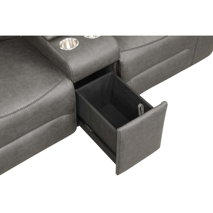 Gray Breathable Leatherette Power Motion Recliner Sofa & Loveseat Set – 8301-2PC — product view 5