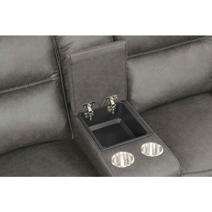 Gray Breathable Leatherette Power Motion Recliner Sofa & Loveseat Set – 8301-2PC — product view 4