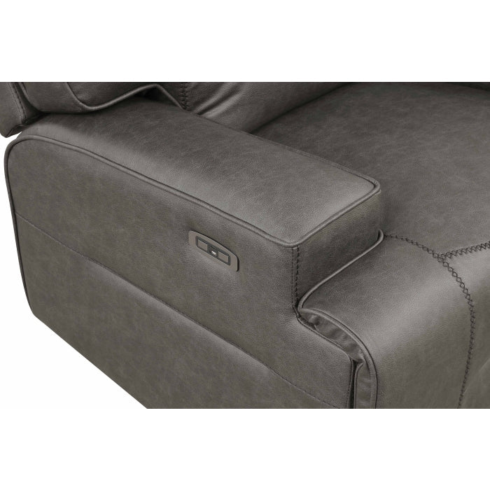 Gray Breathable Leatherette Power Motion Recliner Sofa & Loveseat Set – 8301-2PC — product view 6