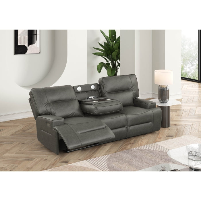 Gray Breathable Leatherette Power Motion Recliner Sofa & Loveseat Set – 8301-2PC — product view 2