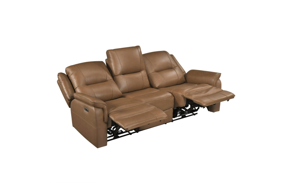 Haven 2-Piece Power Motion Sofa & Loveseat Set – Brown Top Grain Leather & Recliner Ends – 8301BRW-2PC — product view 5