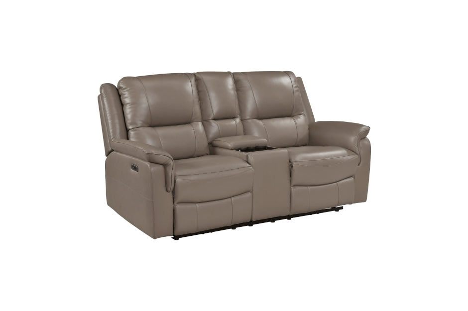 Haven 2-Piece Power Motion Sofa & Loveseat Set – Dark Taupe Top Grain Leather & Recliner Ends – 8301DTP-2PC — product view 5