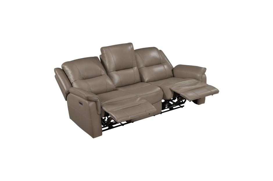 Haven 2-Piece Power Motion Sofa & Loveseat Set – Dark Taupe Top Grain Leather & Recliner Ends – 8301DTP-2PC — product view 3