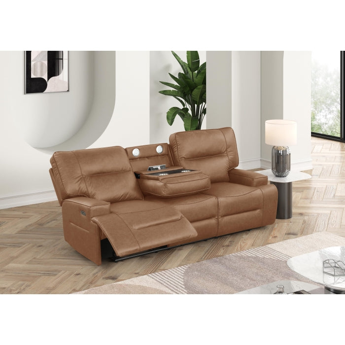 Camel Breathable Leatherette Power Motion Recliner Sofa & Loveseat Set – 8302-2PC — product view 2