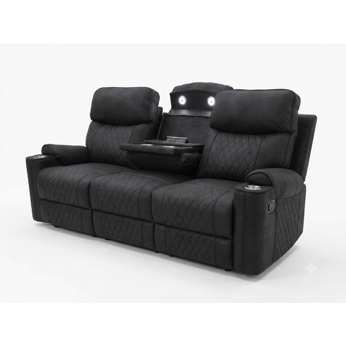 2-Piece Black High Performance Sofa Loveseat Set with Motion Recliners – 8305-2PC — product view 3
