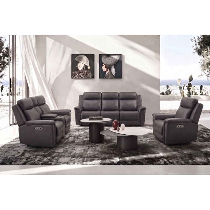 Charcoal Grey Leather Match Power Motion Recliner Sofa & Loveseat Set – 8310-2PC — product view 1