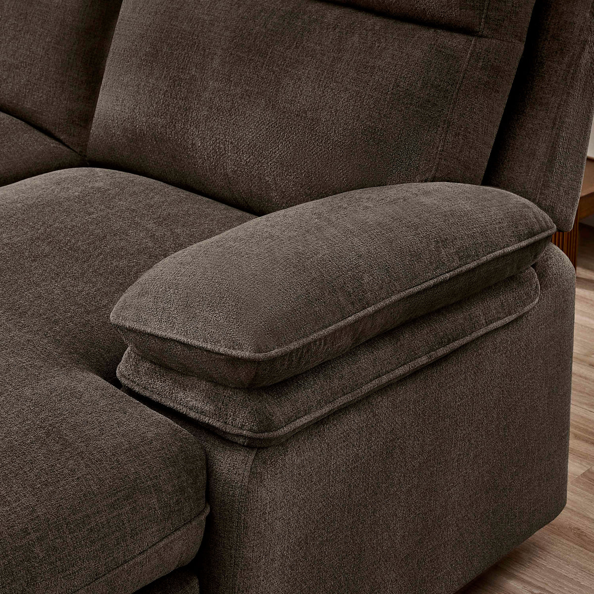 3-Piece Dark Brown Chenille Fabric Power Recliner Sectional Sofa with Sleeper, Storage Chaise & Console – 8318 — product view 6