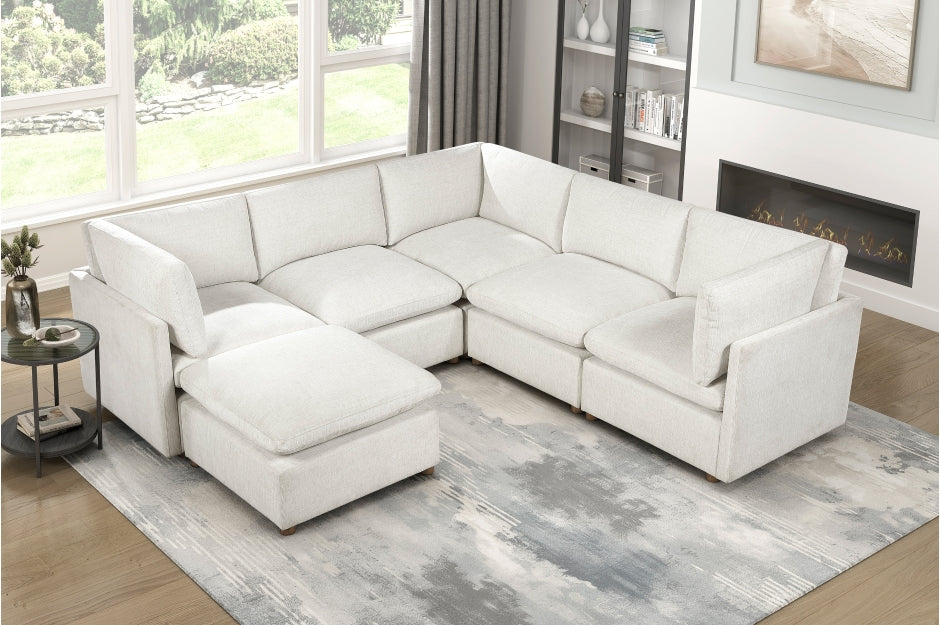 Homelegance Annex Beige Chenille 6-Piece Modular Sectional Sofa with Ottoman – 8338BE-63CR2ACOT — product view 2