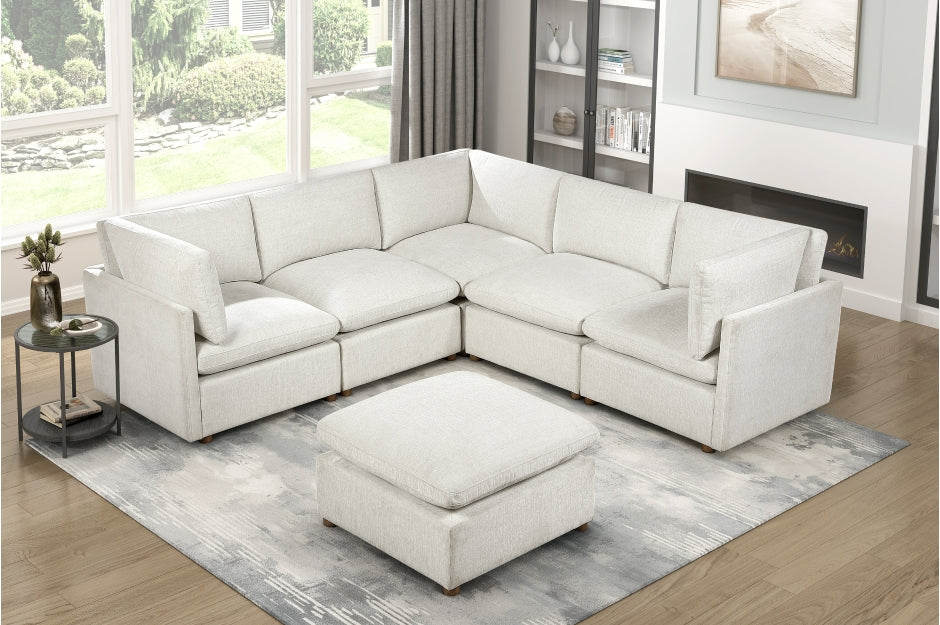 Homelegance Annex Beige Chenille 6-Piece Modular Sectional Sofa with Ottoman – 8338BE-63CR2ACOT — product view 1