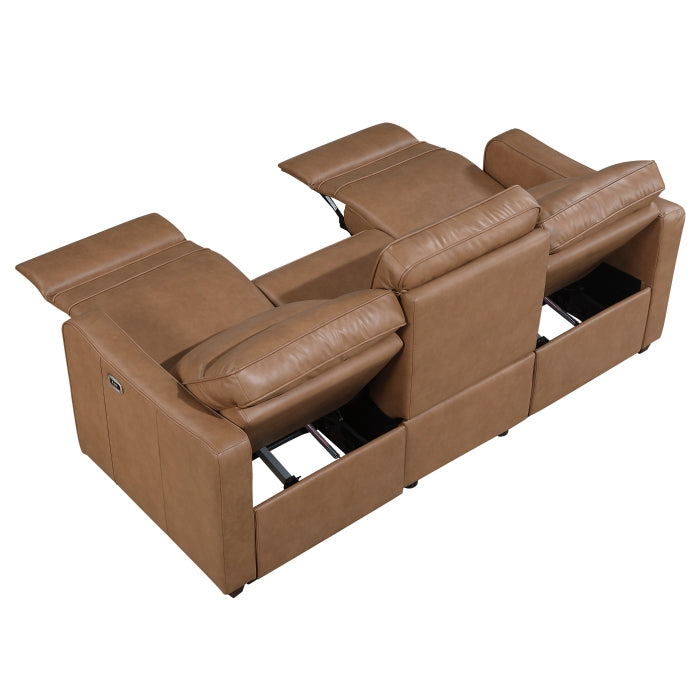Equinox 2-Piece Power Motion Sofa & Loveseat Set – Brown Faux Leather & Recliner Ends – 8368BRW-2PWA1 — product view 4
