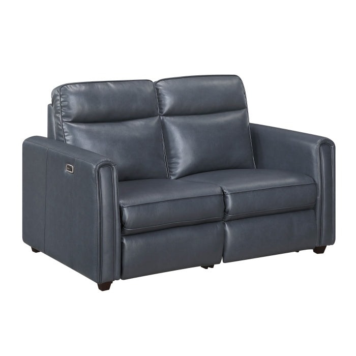 Equinox 2-Piece Power Motion Sofa & Loveseat Set – Navy Blue Faux Leather & Recliner Ends – 8368NVY-2PWA1 — product view 5