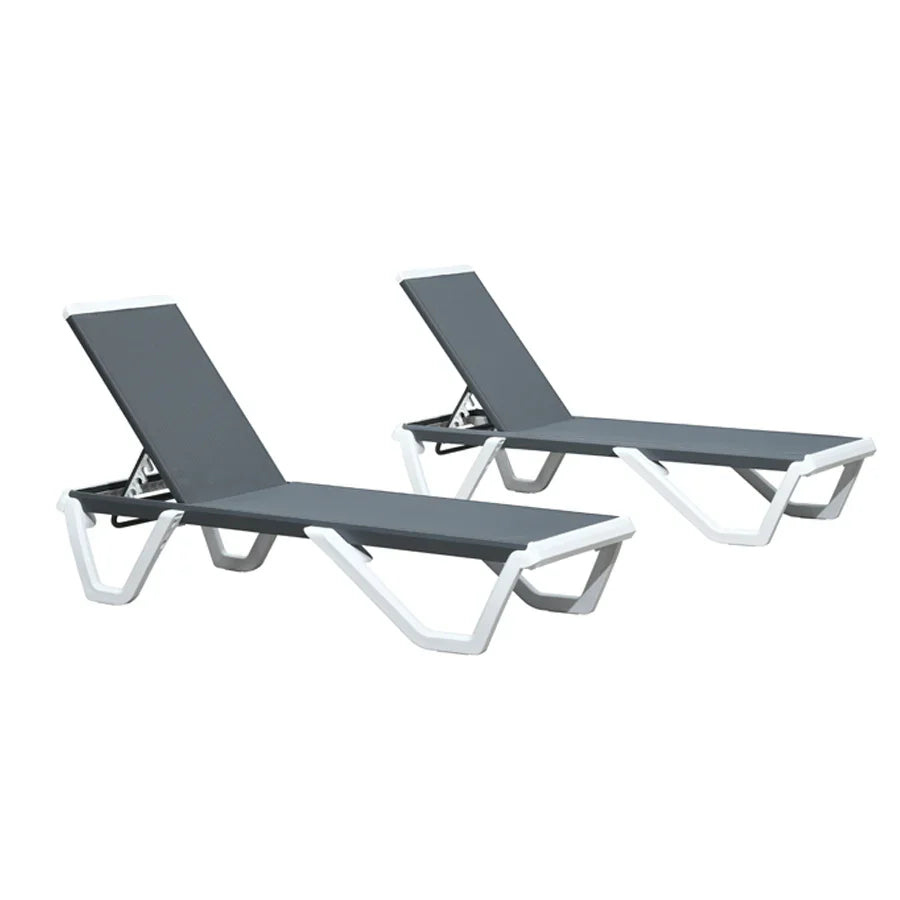 Clearance-PURPLE LEAF Patio Chaise Lounge Plastic Pool Outdoor Lounge Chair with Aluminum Frame Stackable Patio Tanning Chairs for Poolside Sunbathing Beach Deck Yard — product view 5
