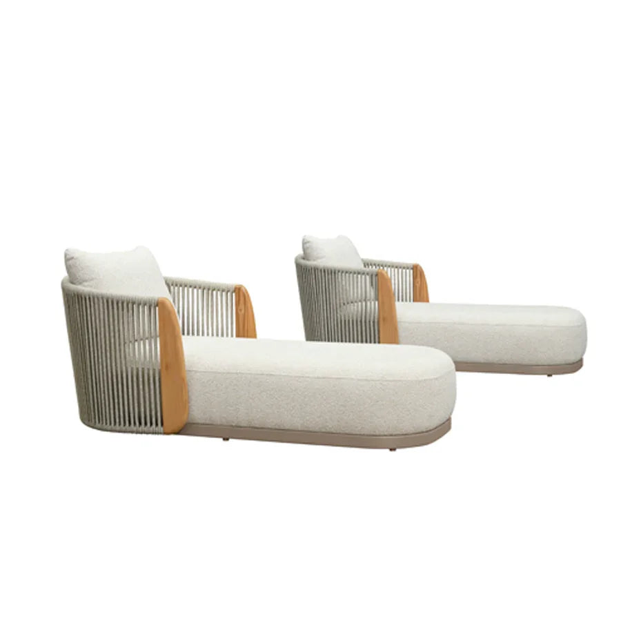 PURPLE LEAF Luxury Hailar Olefin Patio Chaise Lounge Chair , Upholstered Pool Aluminium Lounge Chairs for Outdoor with Teak Armres for Deck, Pool, Lawn, Garden, Courtyard, Porch — product view 6