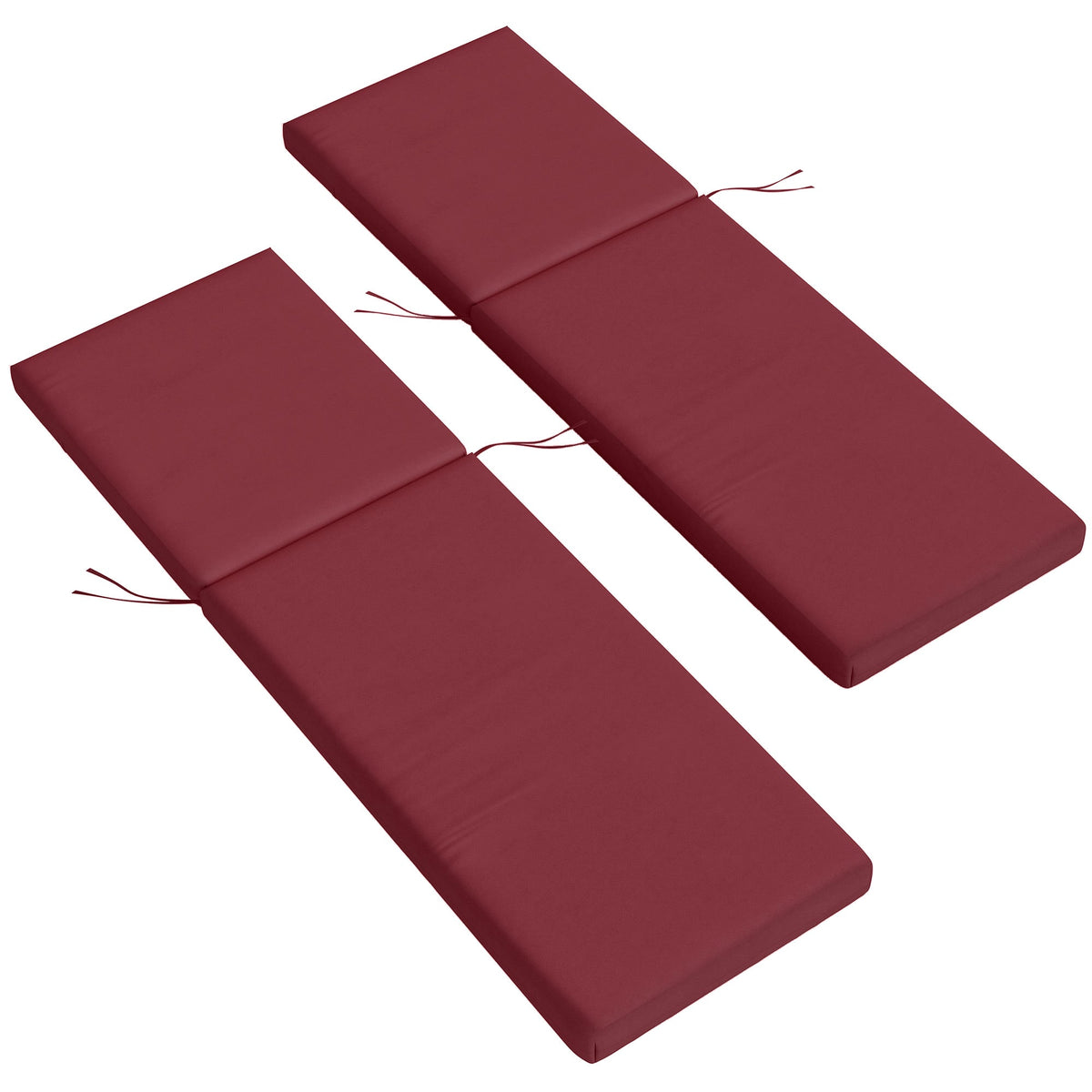 2pc Patio Chair Cushion Set with Ties for Indoor or Outdoor, Wine Red — product view 2