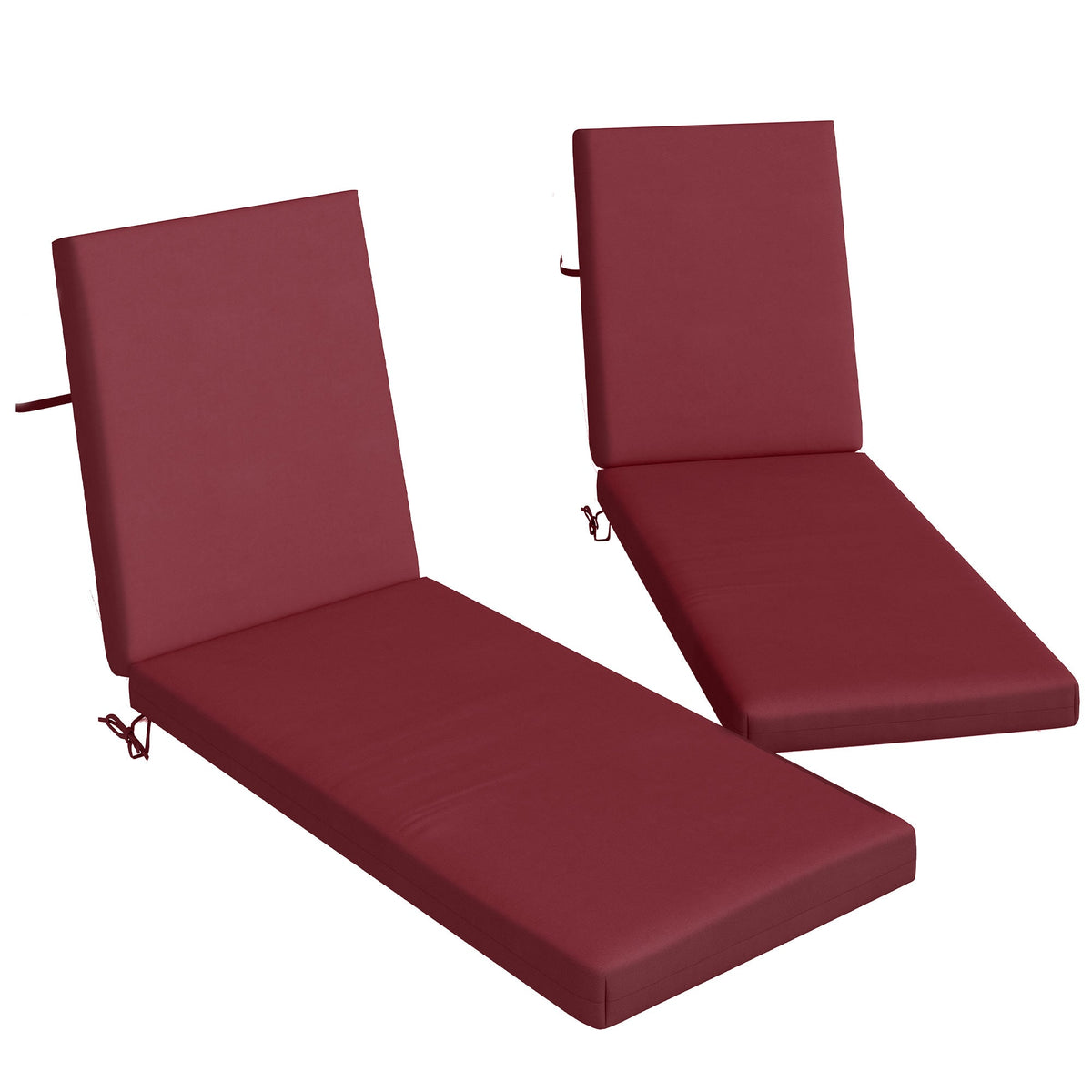2pc Patio Chair Cushion Set with Ties for Indoor or Outdoor, Wine Red — product view 1