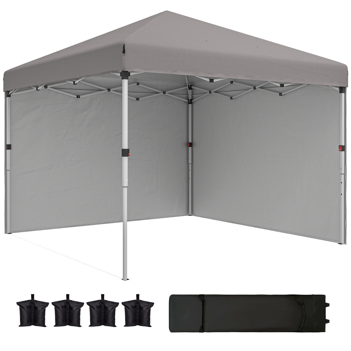 10' x 10' Pop Up Canopy Tent with Sidewalls and Roller Bag, Light Grey — product view 1