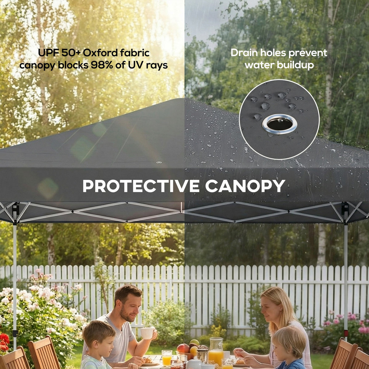 9.8' x 9.8' Pop-Up Canopy with Carrying Bag, Stakes and Ropes, Dark Grey — product view 7