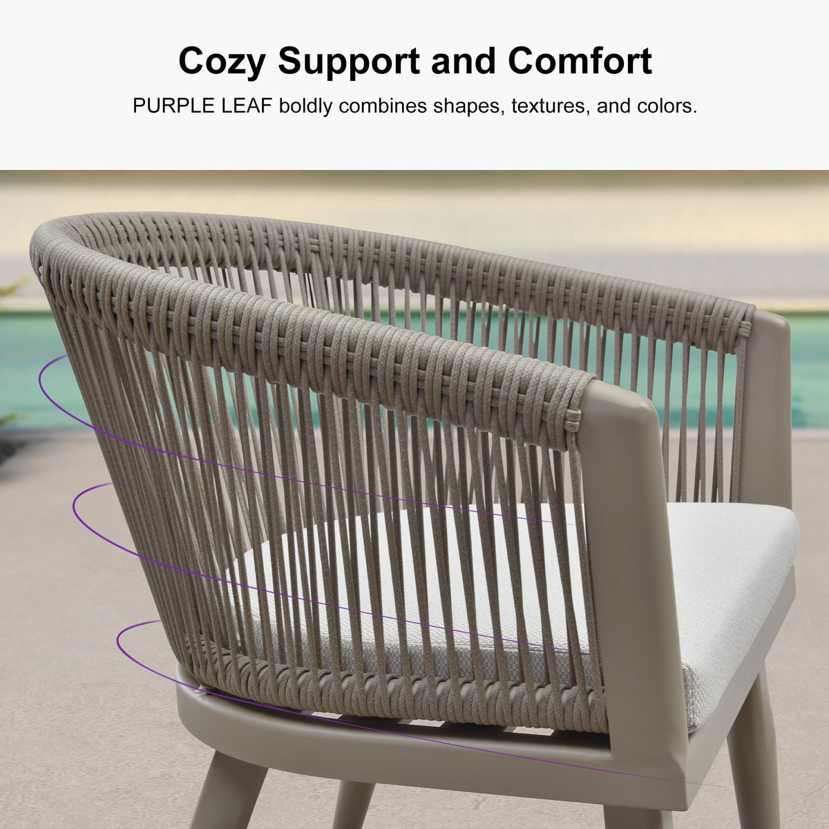 PURPLE LEAF Patio Dining Chairs Set of 2 Aluminum Frame Rattan Dining Chairs with Comfortable Cushions for Deck Garden — product view 6