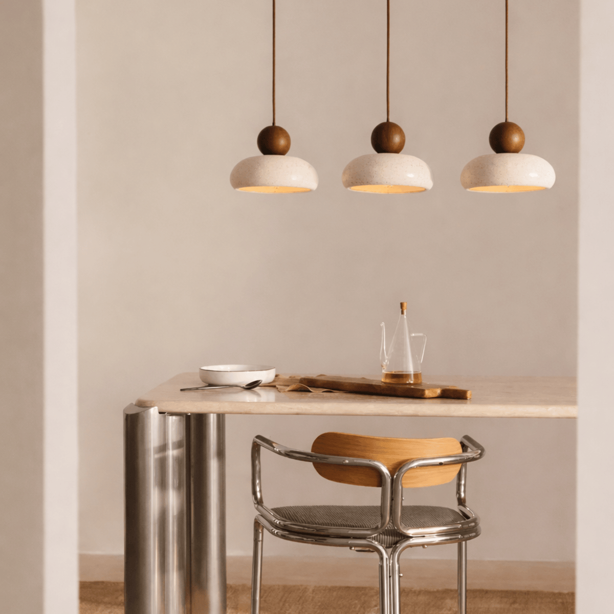 Sunlace Agate LED Pendant Light Natural Stone Minimalist Dining Room Bar — Light Wood Walnut — product view 2
