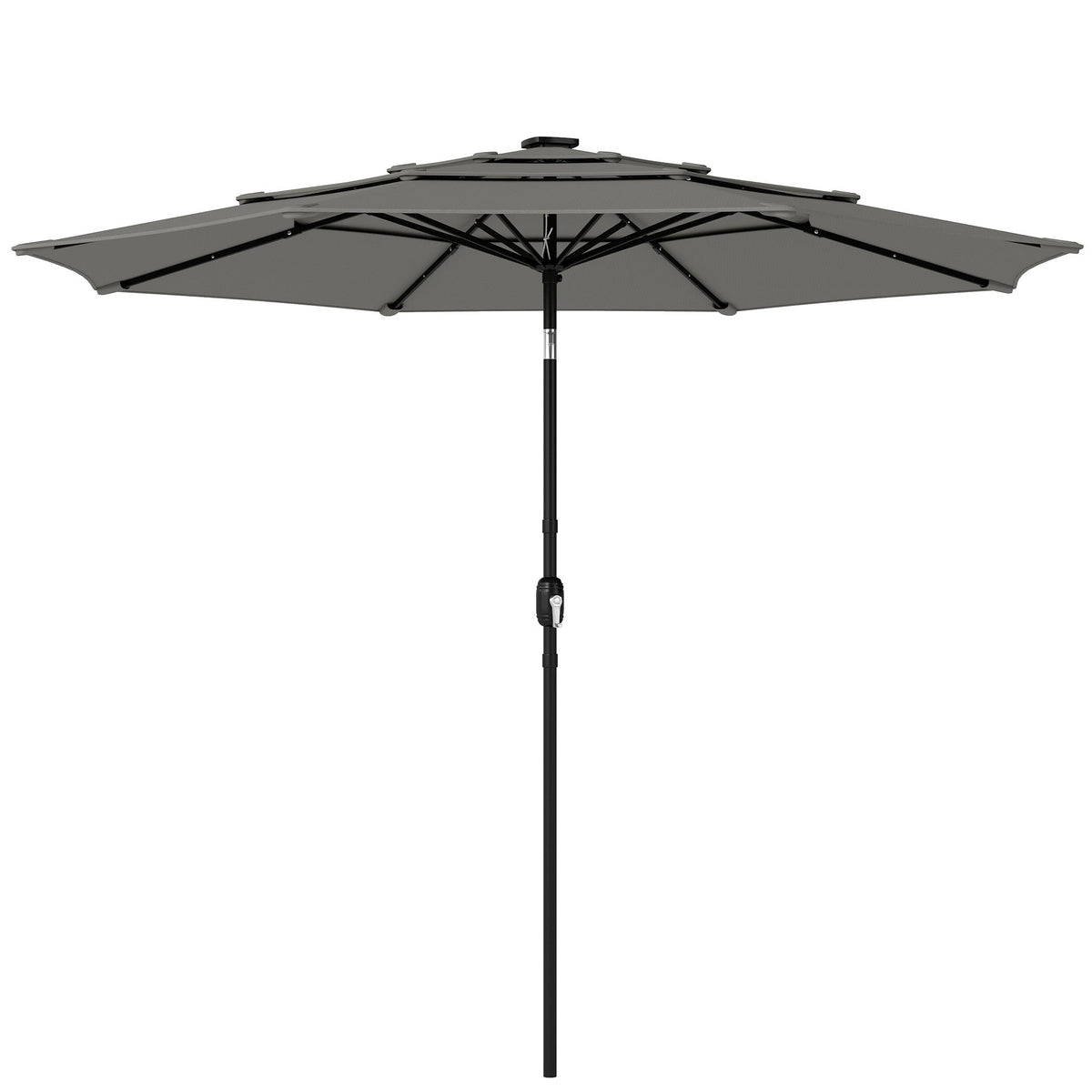 3 m Garden Parasol with 3-Tier Roof, Crank Handle & Tilt, Grey — product view 1