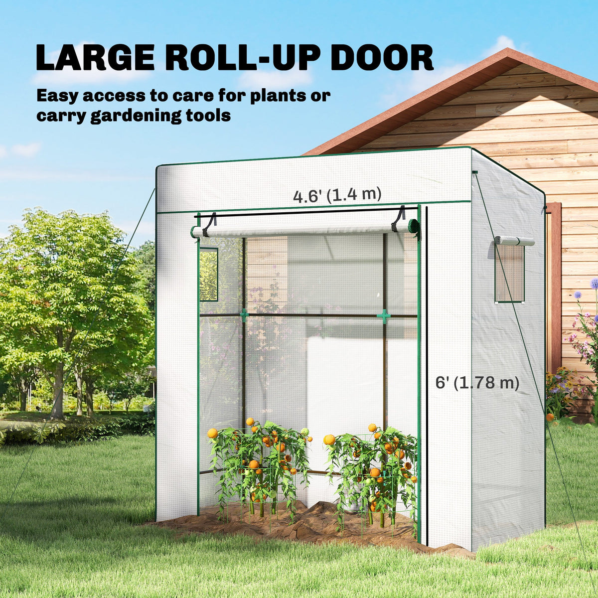 77.2" x 30.3" x 77.6" Lean-to Tomato Greenhouse, White — product view 7