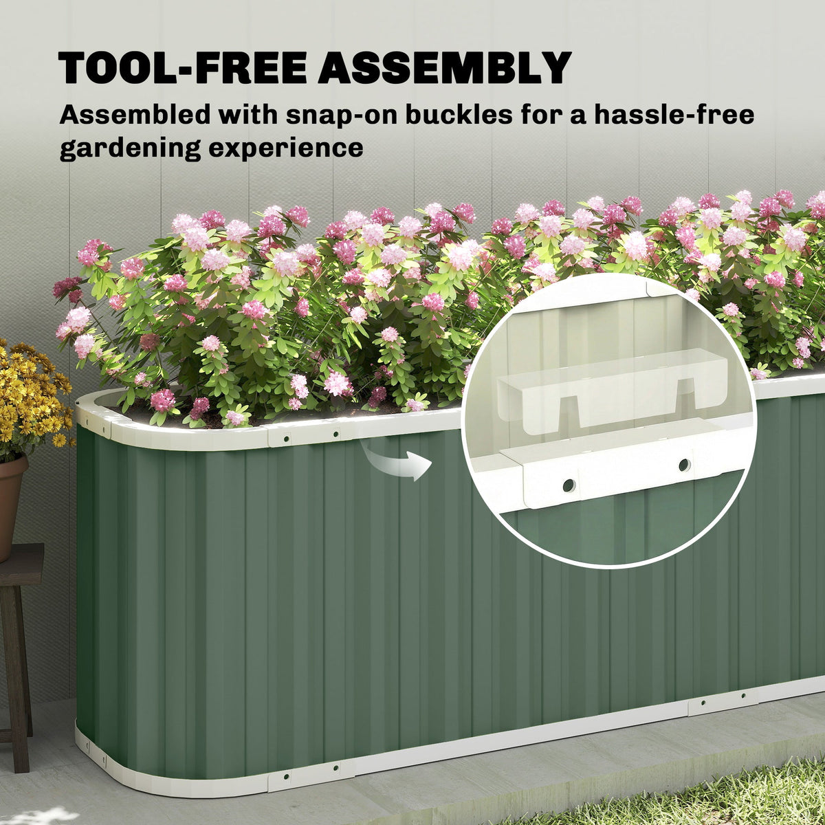 7' x 2' x 2' Galvanized Raised Garden Bed with Gloves, Light Green — product view 7