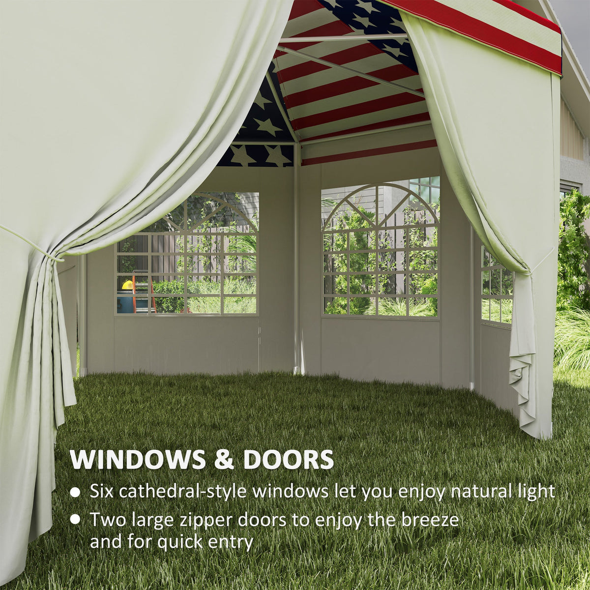 22.3' x 16.4' Party Tent with Sidewalls, American Flag — product view 7