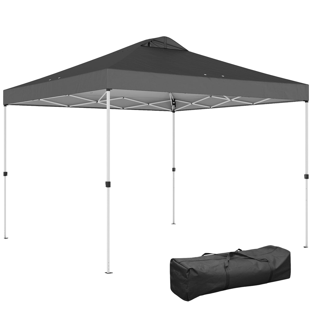 9.8' x 9.8' Pop-Up Canopy with Carrying Bag, Stakes and Ropes, Dark Grey — product view 1