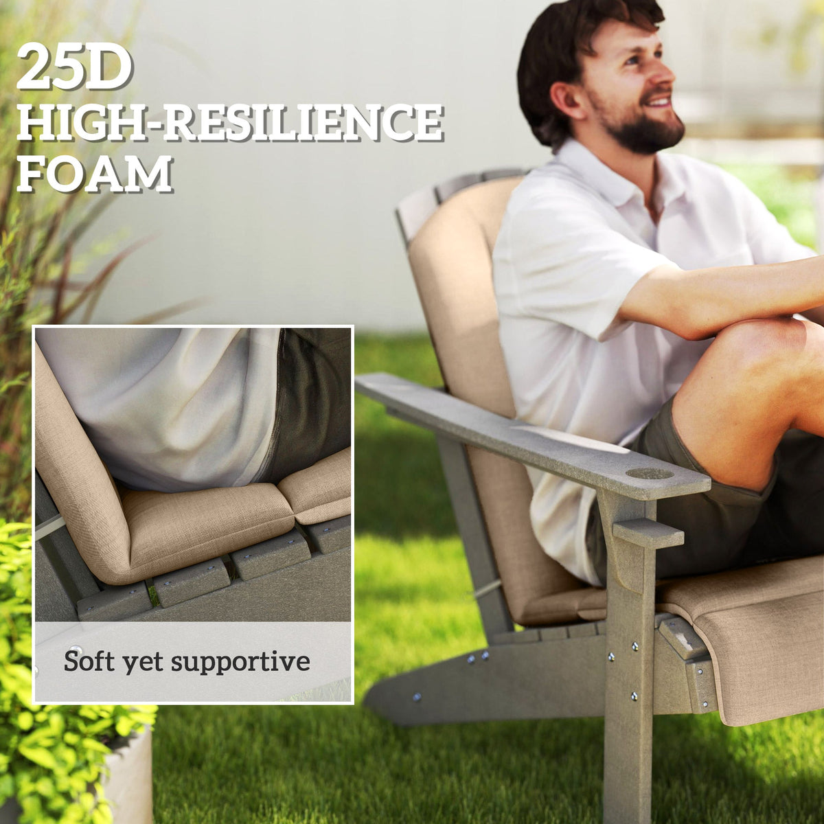4-Piece Adirondack Chair Cushions, 49" x 20" x 2", Beige — product view 6