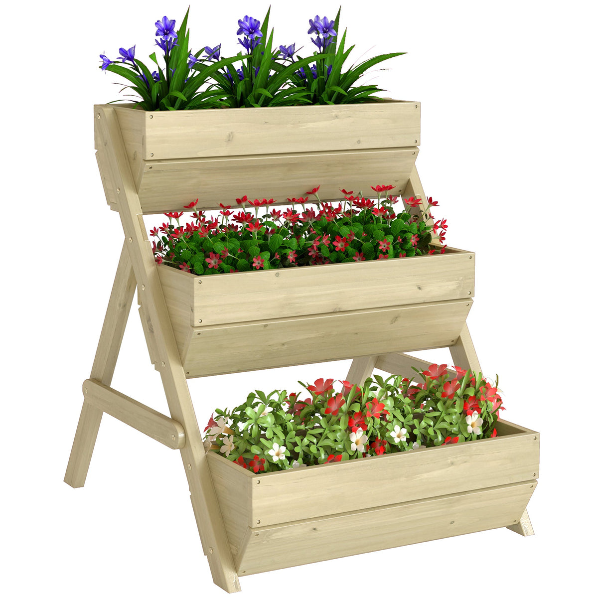 26" x 30" x 30" 3-Tier Wooden Raised Garden Bed, Light Green — product view 1