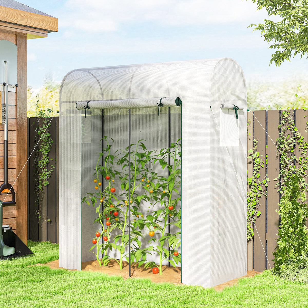 6' x 2' x 6.6' Mini Greenhouse with Roll-up Door, White — product view 3