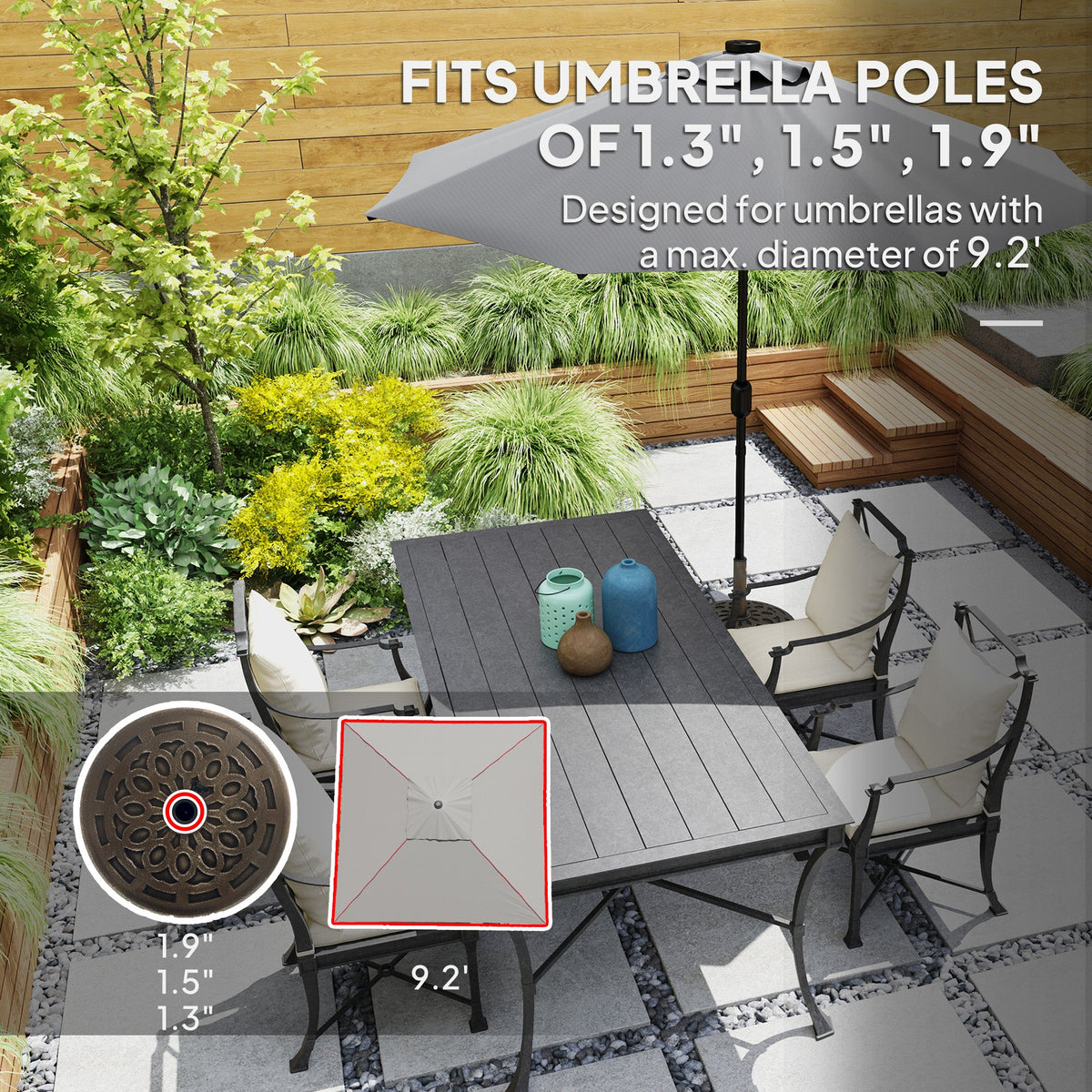 46 lbs Patio Umbrella Base with Wheels, Bronze — product view 6