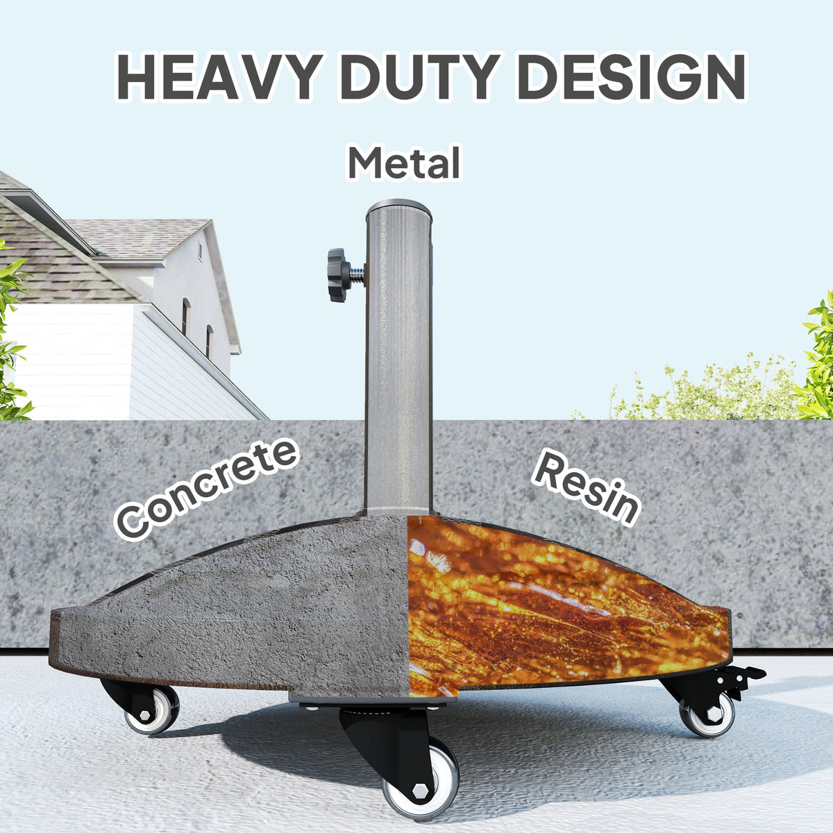 46 lbs Patio Umbrella Base with Wheels, Bronze — product view 7